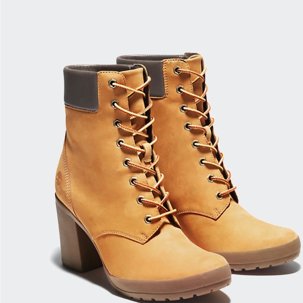 Women's Timberland Camdale Chunky Heel Boots Wheat Nubuck 7.5 womens